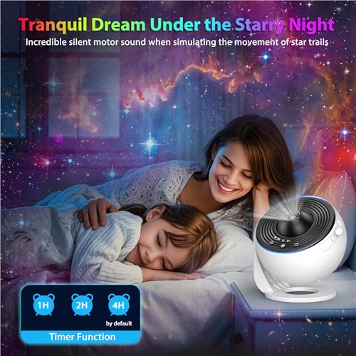 Image of FlyEagle Galaxy HD Image Star Light for Bedroom - 13 Film Discs Planetarium Projector for Kids, 360 Rotating, 1 /2h Timer, Adjustable Knob, Simple 3-Button Control, Led, Black And White