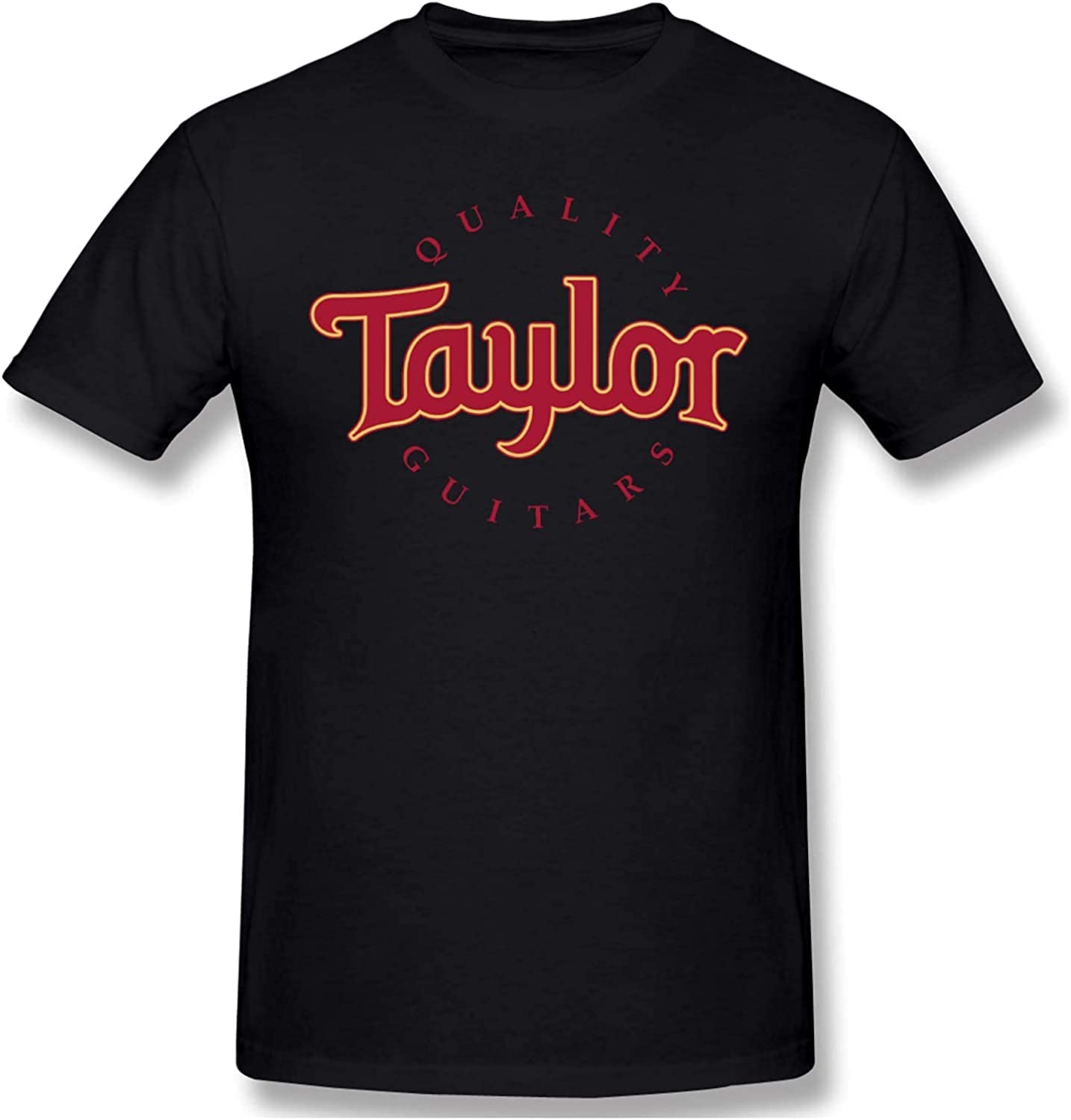 Iwmnggnmwi Men's Color 9 Taylor Quality Guitars Basic Cotton Short Sleeve Graphic Novelty T-Shirt Fashion Tee Tops Black (Large)