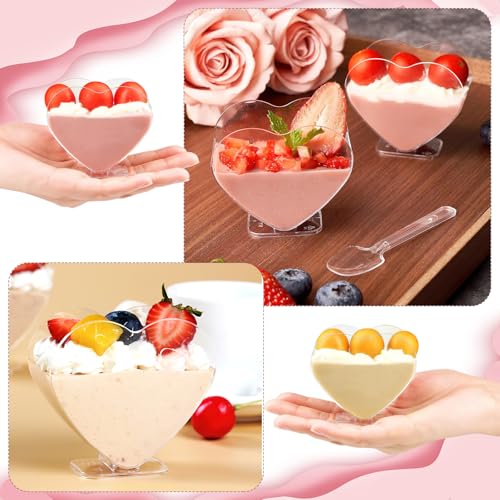 50% OFF Juego de 100 tazas de postre corazón desechables