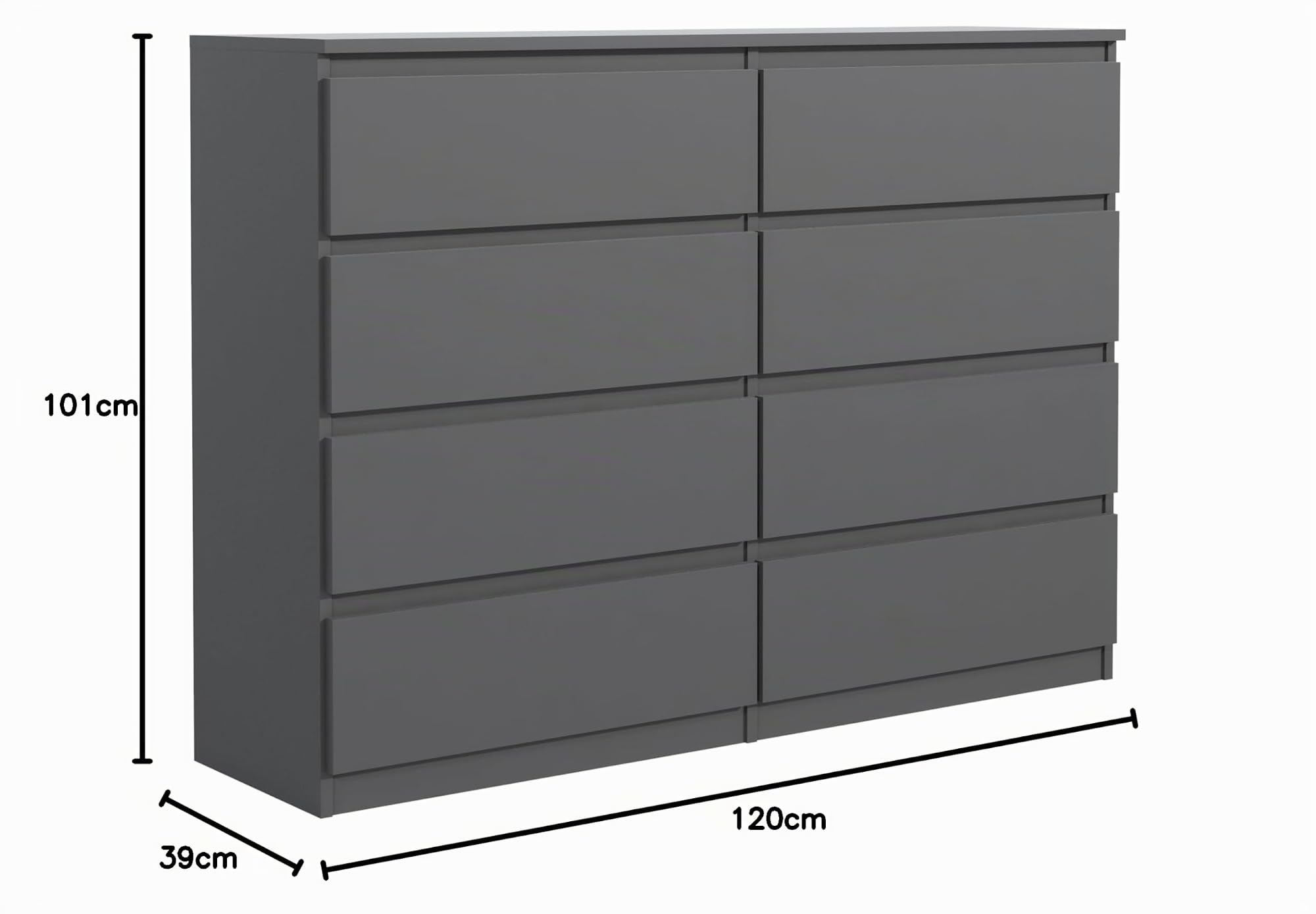 Commode à tiroirs - Anthracite - 120 x 101,5 x 39 cm - Buffet pour Salon, Couloir, Chambre à Coucher - Armoire Moderne - Meuble de Chambre à Coucher