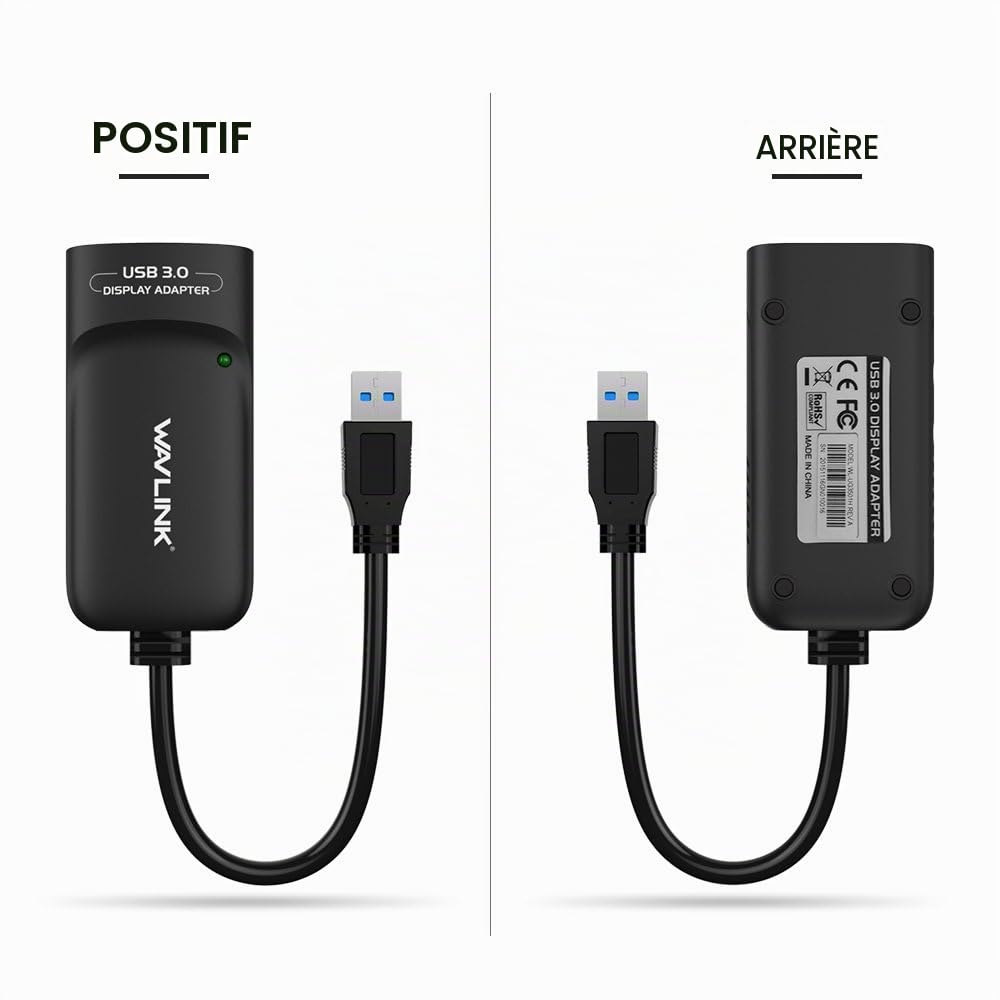 WAVLINK Adaptateur USB 3.0 vers HDMI vidéo Externe Fin Carte écran d'affichage Prend en Charge 2048×1152 Résolution avec Port Audio pour PS4 Xbox et Switch sur PC, Mac Linux Windows 10/8/7/XP-Noir
