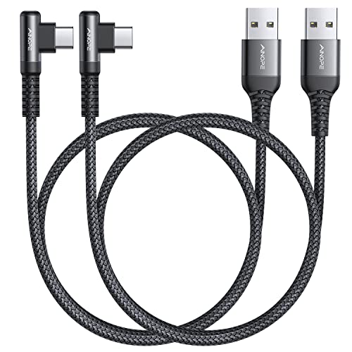 Image of AINOPE [2 Pack 1.6FT Type C Cable, 3.1A Type C Charger Fast Charging, Right Angle Nylon Braided USB to USB C Cable Compatible with Galaxy S22 S21 S10, Note 10 9 A51 LG G8 G7 Charging Cord