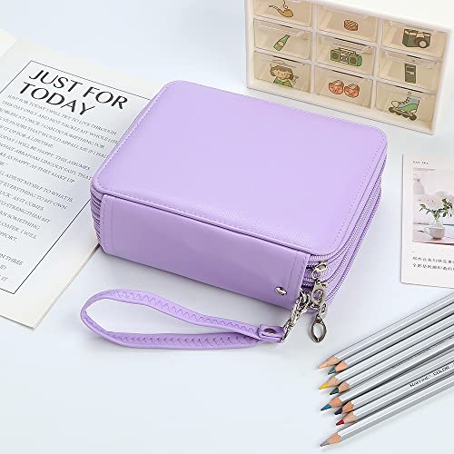 Image of 72 Slots Pencil Case Organizer w /Removal Handle Strap | 3-Layer Zipped Pencils Box Large for Colored Pencils Watercolor Pencils for Office and Travel for Artist