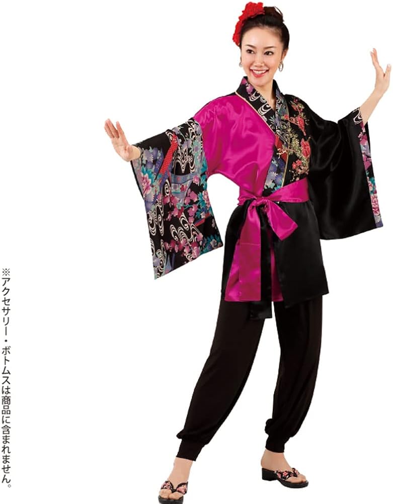 Amazon.co.jp: [アビバーレ]スパンコール刺繍和柄半天（共地帯付