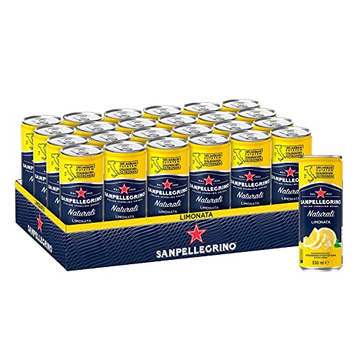 24x San Pellegrino Limonata Limonade 100% Natürliche Inhaltsstoffe Alkoholfreies Getränk Kohlensäurehaltiges Erfrischungsgetränk auf Basis von Zitronensaft 16% Einwegdose 330ml