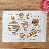 TIAMECH A4 Reusable Solar System Stencil for Painting - Planets Earth Mars Saturn Mercury Layering Template, DIY Wall Art, Wood Furniture, Scrapbook & Crafts (8.3x11.7inch)