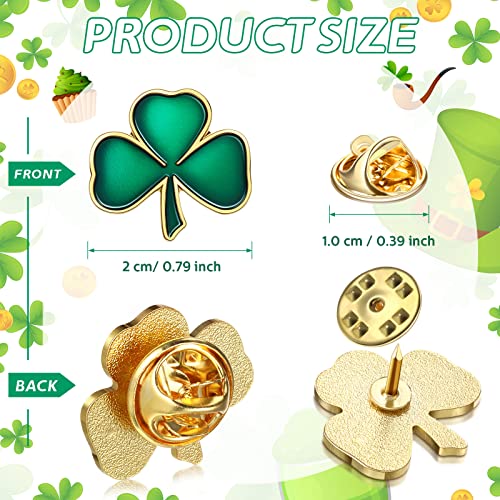 Image of Ferreve 150 /200 Pcs St. Patrick's Day Lapel Pin Bulk Shamrock Pins Enamel Green Three Leaf Clover Irish Brooches Gift for Parade Women Men