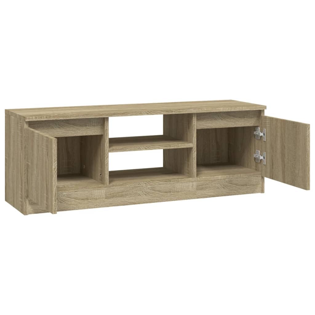 Szafka TV z drzwiami, dąb Sonoma 102 x 30 x 36 cm, z 2 półkami i półkami, szafka pod telewizor z materiału drewnopochodnego do salonu, klasyczny mebel telewizyjny z wytrzymałą górną płytą