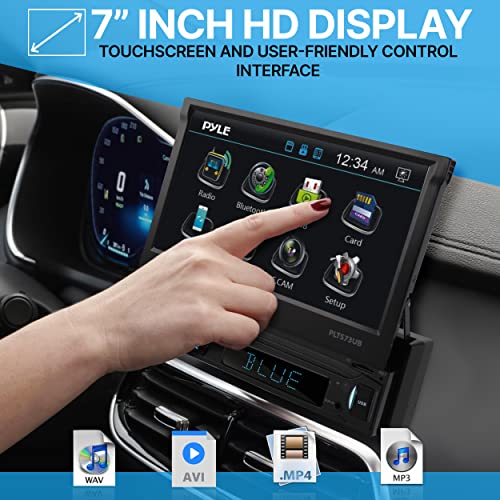 Pyleusa Car Stereo Video Receiver - Multimedia Player, Bt Wireless Streaming, Hands-Free Talking, Motorized Fold-Out 7’’ Touchscreen Display, Mp4/Mp3/Usb/Sd/Am/Fm Radio, Single Din - Plts73Ub #TOP3
