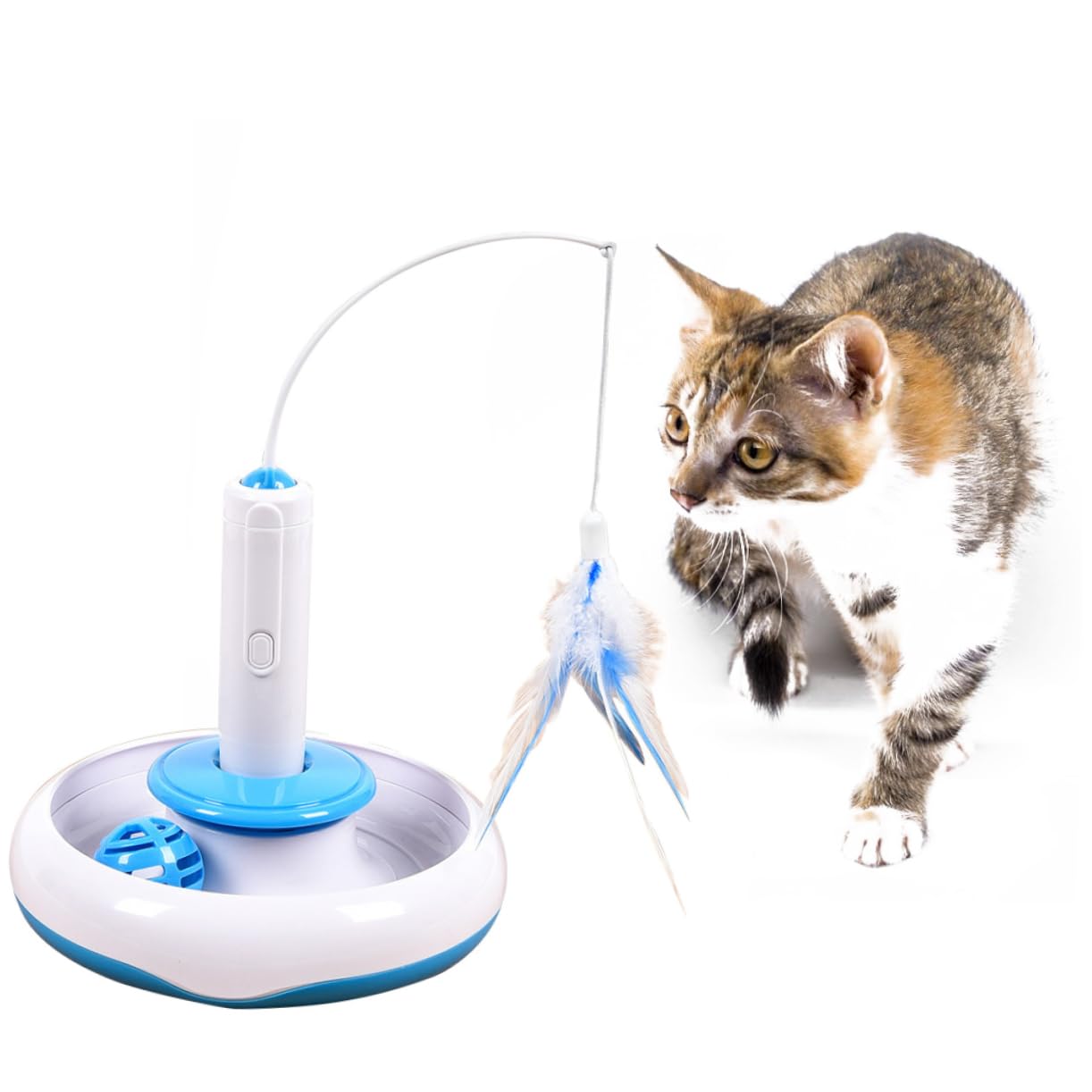 Kisangel Jouet Interactif Électrique pour Chat Rotation Jouet Intelligent pour Animal De Compagnie Divertissement Automatique Exercice Matériau Abs Aléatoire