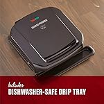 George Foreman 4-Serving Removable Plate Electric Grill and Panini Press, George Tough Non-Stick Coating, Drip Tray Catches Grease, Black - Image 4