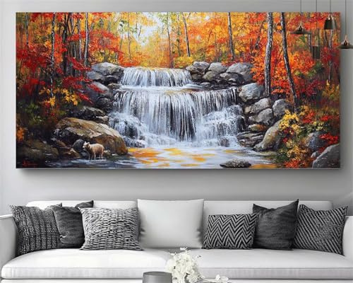 Diamond Painting Forêt et Cascade 50x150cm | Kit Complet Débutant