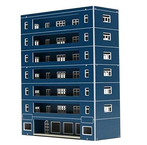 EatingBiting DIY 1:144 Blue 7F Outland Model Train Layout N Scale Apartment School Building Kit for Sand Table Garden Micro Landscape Ornaments Decor Dormitory Dorm Assembling Scene Detail & Realism
