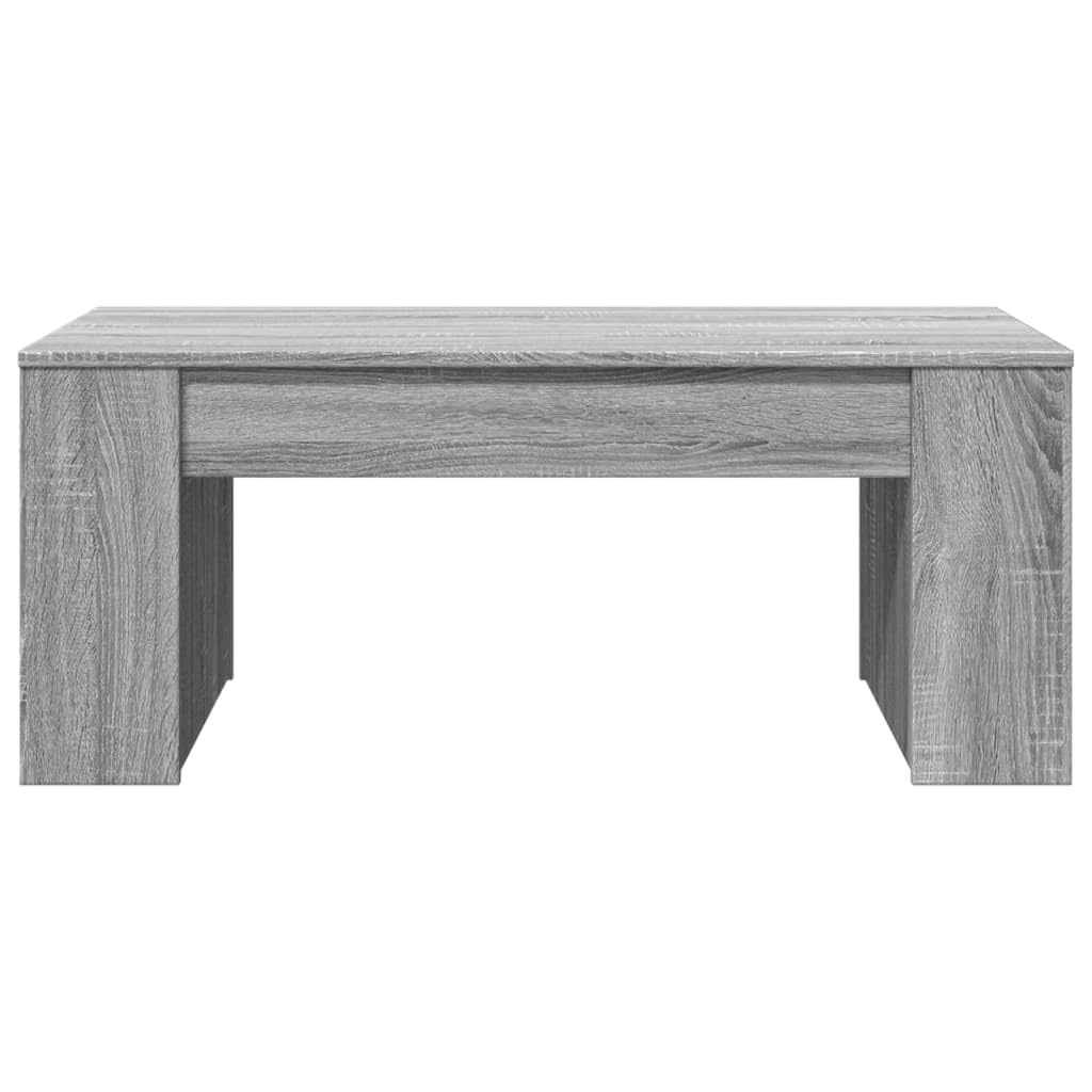Mesa de centro gris Sonoma, 102 x 55 x 42 cm, moderna mesa de salón de madera con estante, mesa estable para sofás y sillones, elegante mesa de sofá con mucho espacio