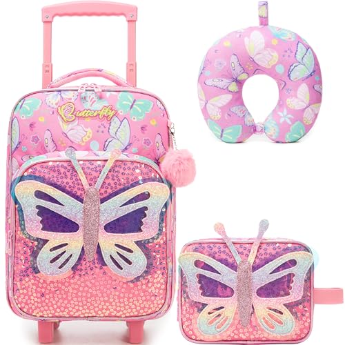 Homskiii Kids Luggage with Wheels Softside 16 Kids Suitcase for Girls Luggage for Kid Airline Approved & Multi-function Carry Bag 3pcs Set
