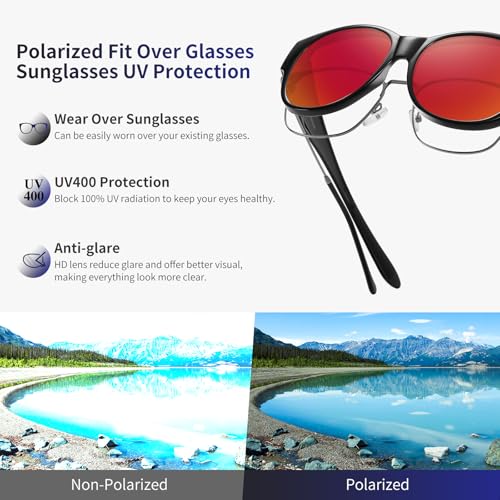 Image of GEGURI Polarized Sunglasses Fit Over Glasses for Men Women, Oversized Square Sun Glasses UV400 Protection Shades