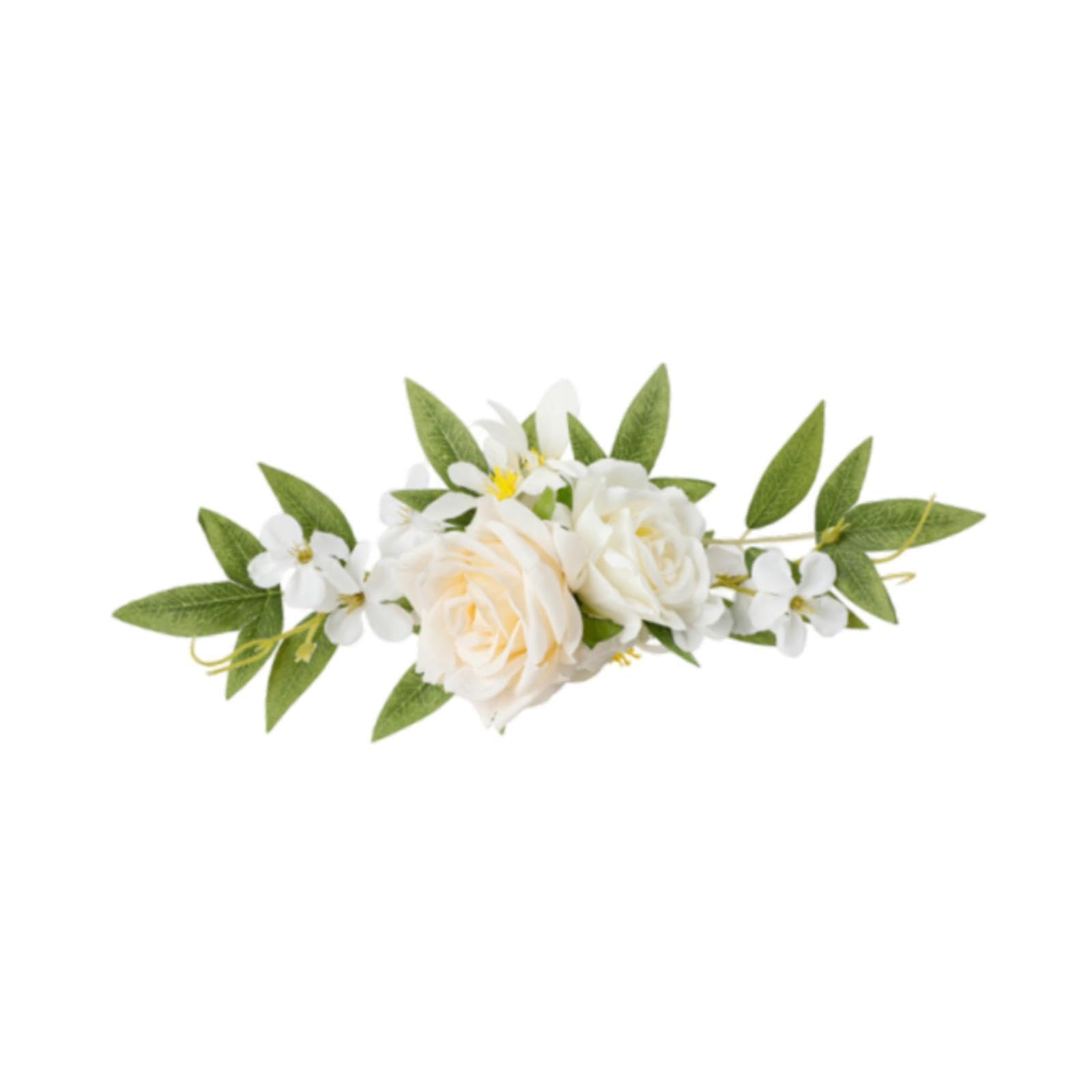 AUYXSSZ Beautiful Silk Flower Arrangement Lifelike Wedding Arch Wedding Floral Swag Stand Festive Decor With Delicate Texture Silk Flower Arrangement Garden, White Milky White, 30x13cm