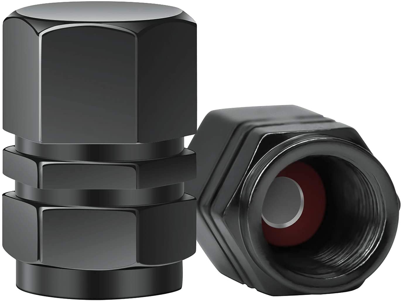 AIEX 8 Packs Aluminum Tire Valve Stem Caps with Gasket Universal Hexagon Valve Covers Replacement for Cars, SUV, Bike, Bicycle, Motorcycles, Airproof, Screw-On, Easy-Grip (Gun Grey)