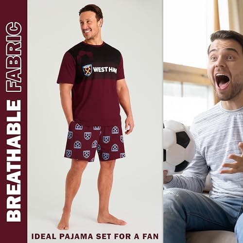 West Ham United F.C. Men's Pajamas Set, Short Breathable Cotton Loungewear, Mens Gifts4
