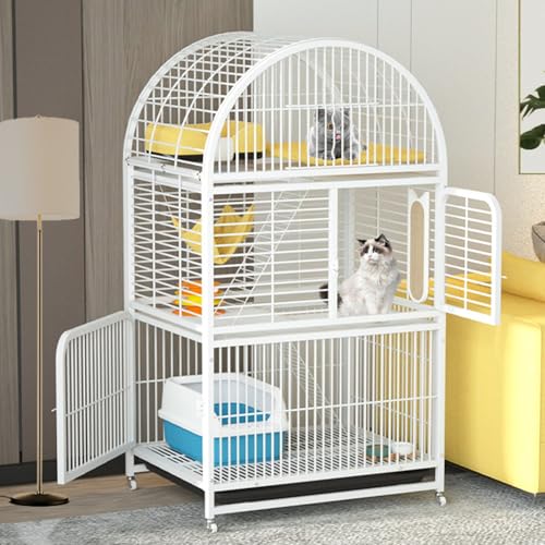 Grand espace d'exercice pour chat en parc mobile vert et blanc