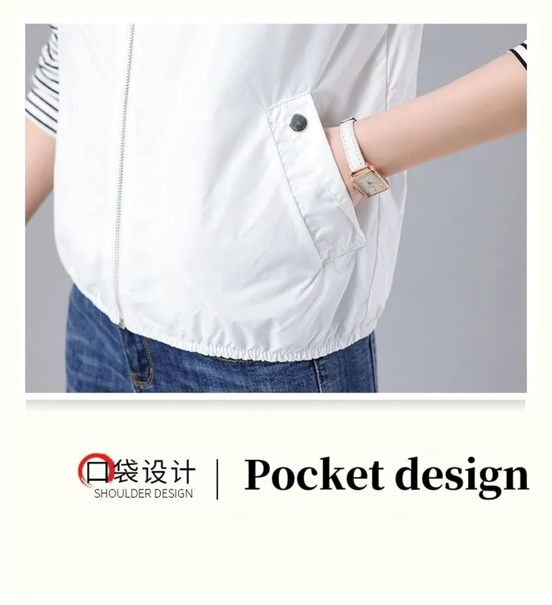 Gilet corto da donna per primavera ed estate, stile capispalla indossando gilet sopra la spalla