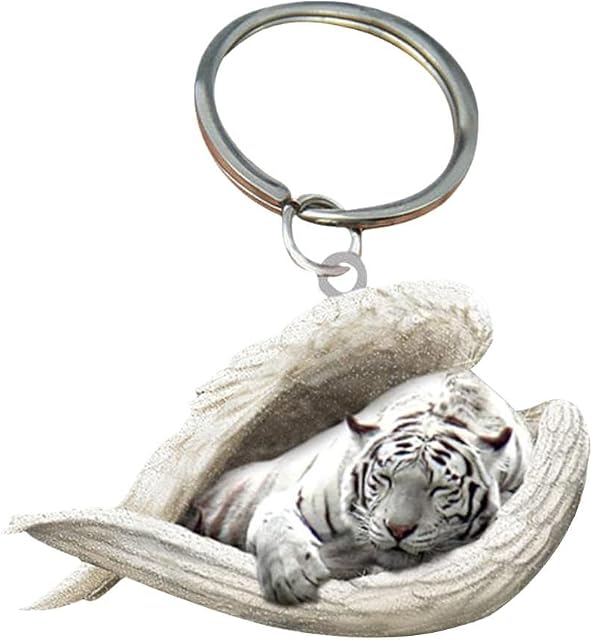 LENG Sleeping Angel Acrylic Keychain, Multi Animals, Insects, Birds, Whale Angel Keychain, Unique Acrylic Keychain, Best Gifts for Various Holidays, One Size