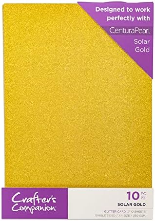 A4 Coloured Glitter Card Pack Single Sided Xmas Red  250GSM (10 Sheet Pack) - Perfect for Arts and Crafts, Printing, Card Bases & Folding - Centura Pearl by Crafter's Companion