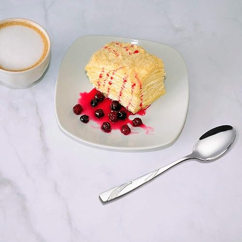 Miniatura 4 de Bringer Juego de 12 cucharas de postre, acero inoxidable, 6.6 pulgadas