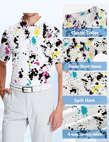 Golf Shirts for Men Printed Performance Moisture Wicking Short Sleeve Dry Fit Polo Shirts3