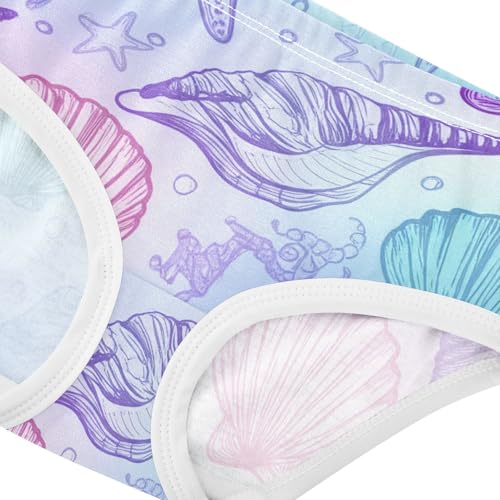 Sea Shells Pastel Purple Blue Pink Toddler Girls Underwear 2t Cotton Girl Panties Cute Florals Briefs Kids Undies4