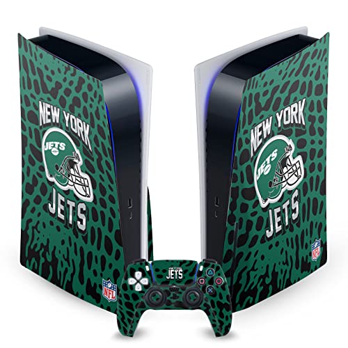Skin PS5 New York Jets autocollant console et manette vinyle Head Case Designs NFL