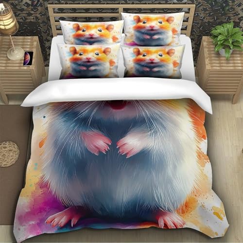 Housse de couette hamster hypoallergénique parure lit microfibre douce