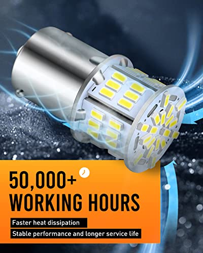 Luyed 2 X 650 Lumens 12V-24V 1156 1141 1003 3014 54-Ex Chipsets Led Bulb Used For Back Up Reverse Lights,Brake Lights,Tail Lights,Rv Light,Xenon White #TOP2