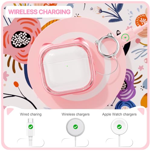 Coque AirPods 4 rose transparente avec support de téléphone intégré - 6