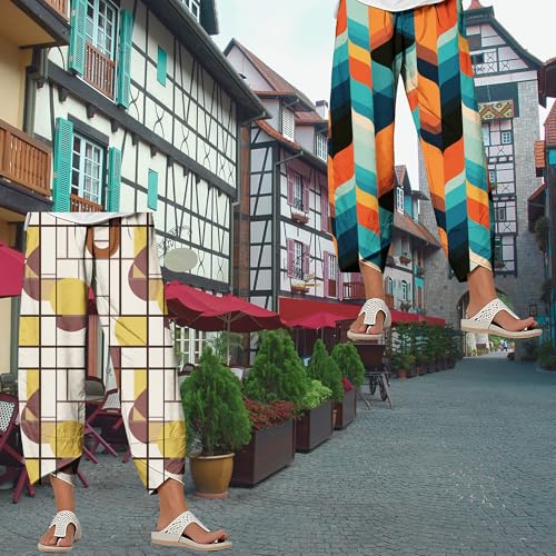 ZOCANIA Capris Linen Pants for Women Geometry Pattern Baggy Cropped Wide Leg Casual Beach Trousers Pants for Vacation4