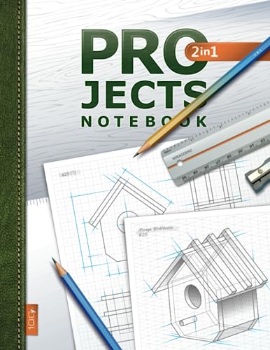 PROJECTS Notebook 2-in-1: Graph Paper Notebook with Two Grids – Engineering Grid and Isometric Grid (Wide-Angle) for Easy Sketching, Drafting, 3D Drawing | 8.5