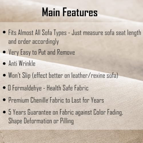 Image of HOKIPO Premium Chenille Anti Slip 3 Seater Sofa Mat, Sand Brown (NEW2-AR-5148-SBR)