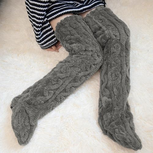 YELAIVP Over the Knee Fuzzy Socks for Women - Cozy Thigh High Leg Warmers2