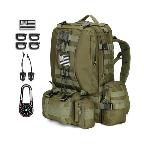 CALUOMATT Large Military Tactical Backpack for Men, 40-50L Military Backpack for Men and Women, Bug out Bag Army 3 Days Assault Pack Bag Rucksack with Molle System