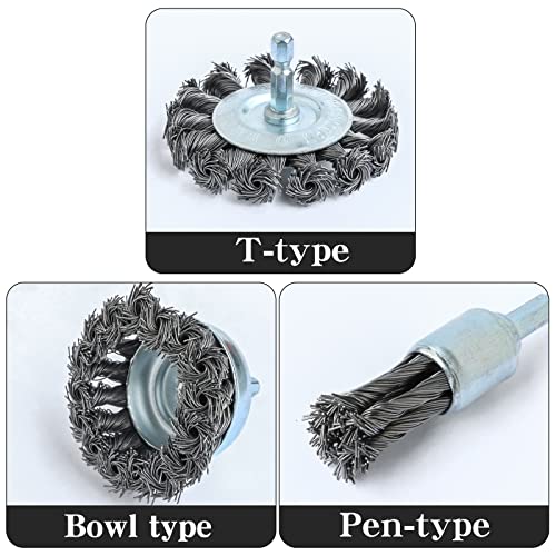Image of FPPO 3PCS 3 Inch Knotted Wire Wheel Cup Brush and Twist End Brush Set,1 /4 inch Shank for Drill,Perfect for Rust Removal, Corrosion and Paint (Pack of 3)