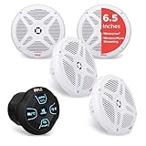 Pyle 6.5'' Water-Resistant Rated Off-Road Speakers - Marine Speakers with Wireless BT Remote Control Receiver, Compact Dual Vehicle Speaker System for ATV, UTV, 4x4, Jeep, Powersports Vehicles