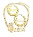 Fashion 21 Women's Statement Queen Necklace, Bamboo Pierced Earring in Gold Tone (Queen Necklace + Earring Set)