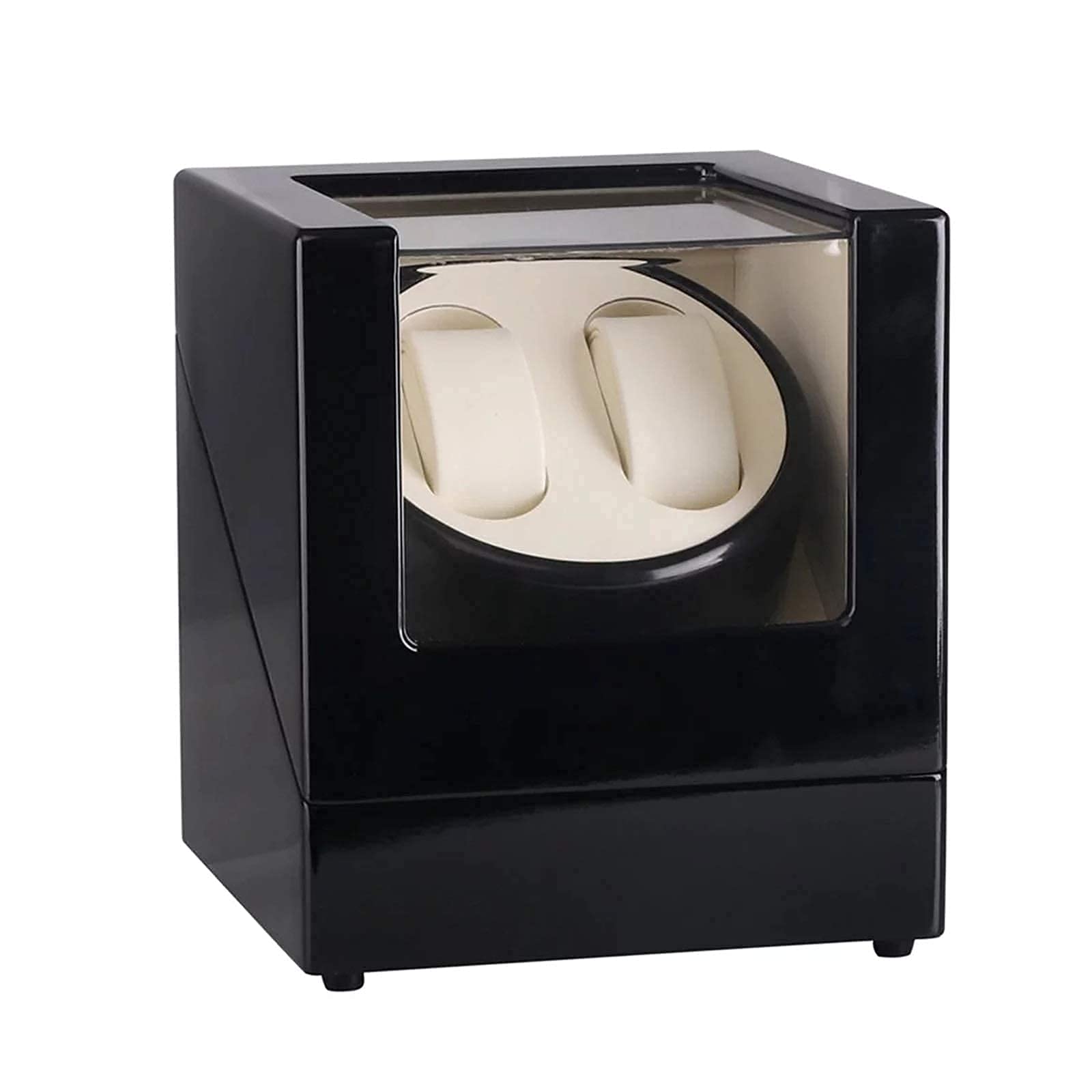 OLSKFUH Automatic Watch Winder Box Double Watches Winder Box For Automatic Watch Silent Motor Wood Shell Piano Paint Exterior Soft Flexible Watch Pillow,
