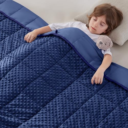 anfie Weighted Blanket Kids(40"x60" 7lbs) Weighted Blanket Cooling Blanket for Sleeping,Throw Size Breathable Blanket with Premium Glass Bead(Blue)