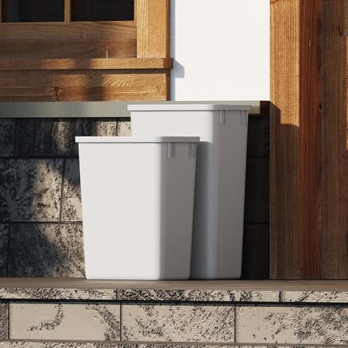 Image of Dowell 50L Wastebasket Trash Container, 52.8Qt /13.2Gal, Plastic, Stackable, for Kitchen /Bathroom /Office, Fits Under Sink /Desk (Grey 4000 50 04)