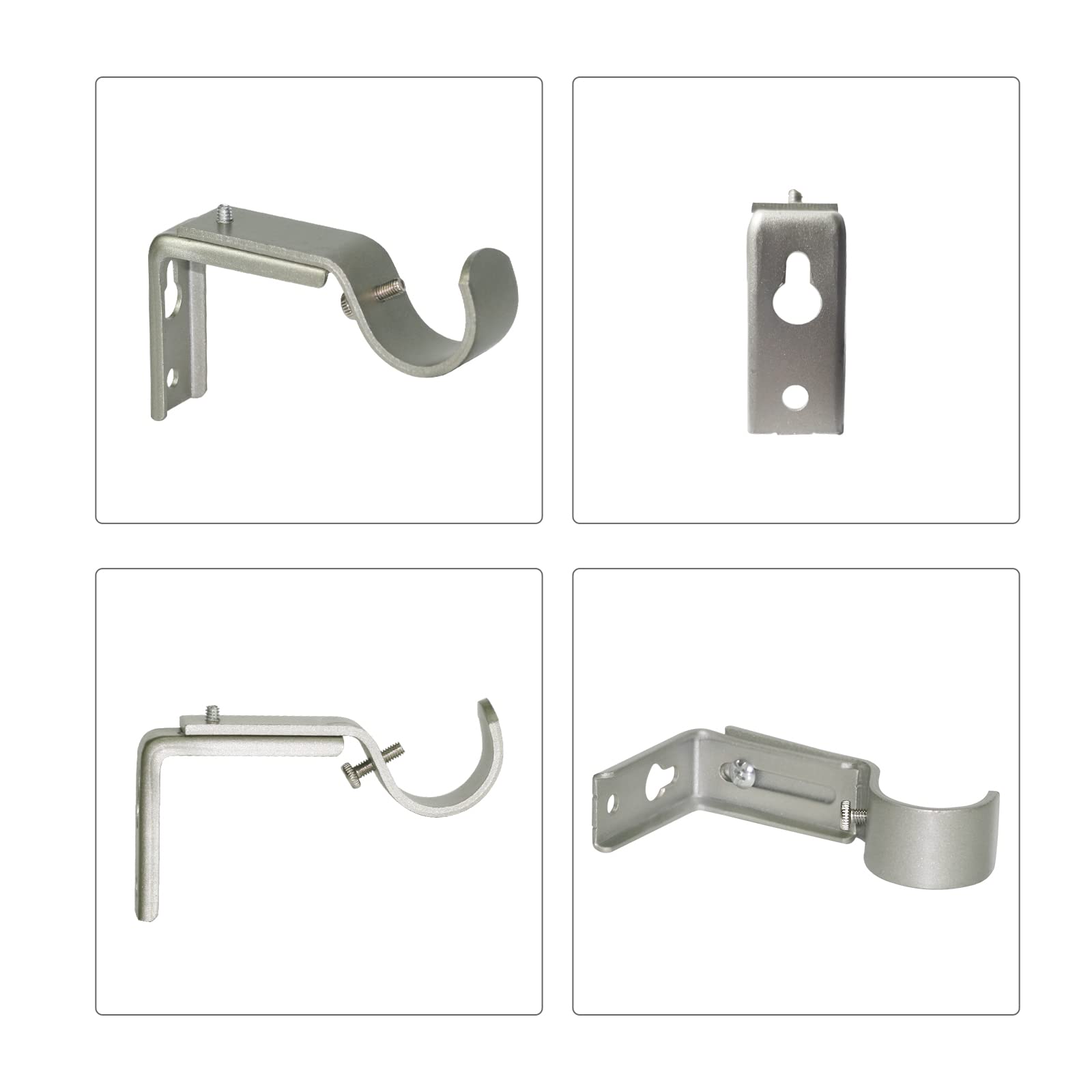 Set Da 3 Staffe Per Asta Tende Regolabili In Metallo – Per Aste Da 2,2 O 2,5 Cm, Colore Argento
