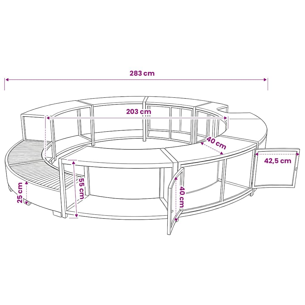 vidaXL Bordo Vasca Spa Poli Rattan Tondo Nero Piscina Idromassaggio Giardino