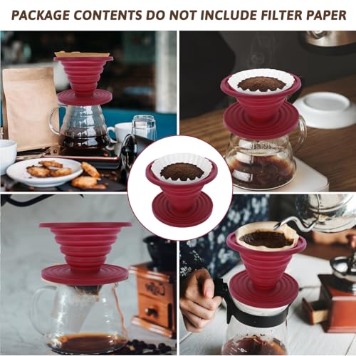Image of Coffee Dripper, Collapsible Silicone Coffee Dripper Foldable Travel Pour Over Maker Reusable Filter Camping makers for Backpacking Camping Travel Home Office