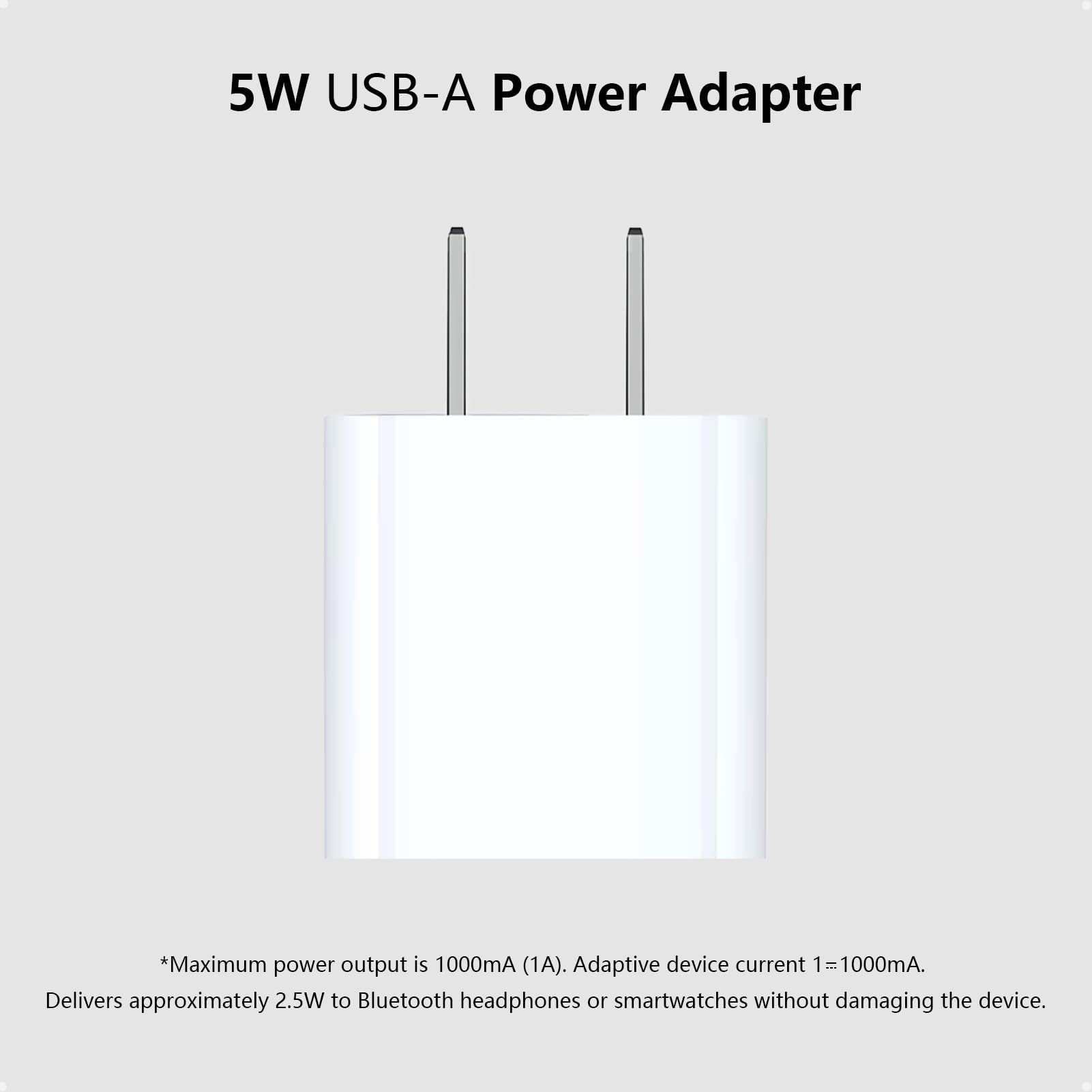 5W USB Chrager Block for Apple Watch 11/10/9/8/7/6/5/iWatch/iPhone 11/XS/XR/X/SE Series, 5V 1A Single Port USB-A Plug Travel Charging Box Cube Adapter Plug for Phone (Galaxy,Moto,LG), Kindle, 1Pack - 2