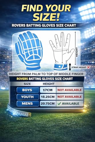 Image of Rovers Crown Edition Cricket Gloves| Batting Gloves for Men (Navy Blue - White, Right)